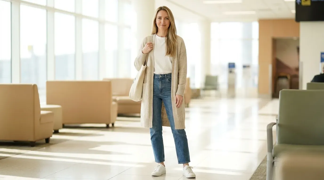 10 Airport Outfits with Jeans and Sneakers for Women Over 40