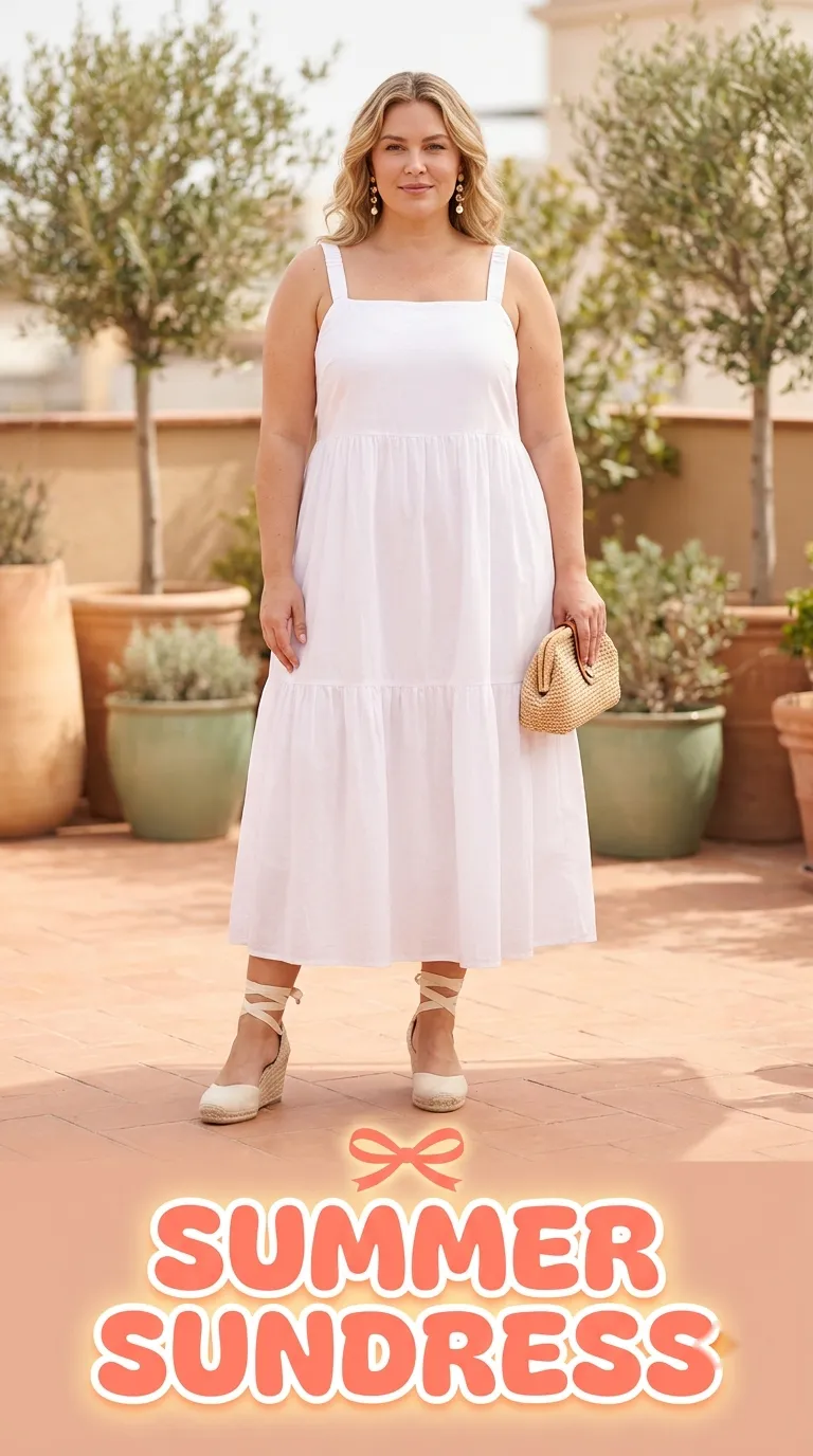 Tiered sundress with espadrille wedges