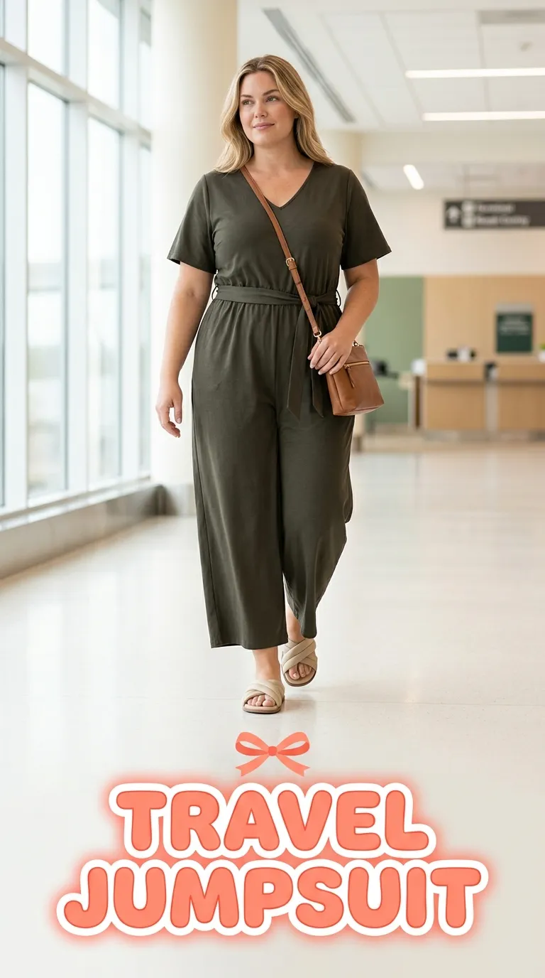 Wide-leg short-sleeve jumpsuit for travel
