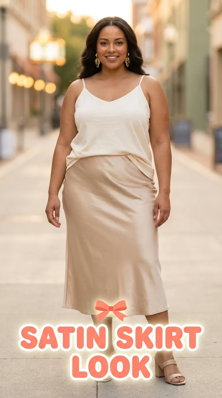 Satin slip skirt with a breezy camisole