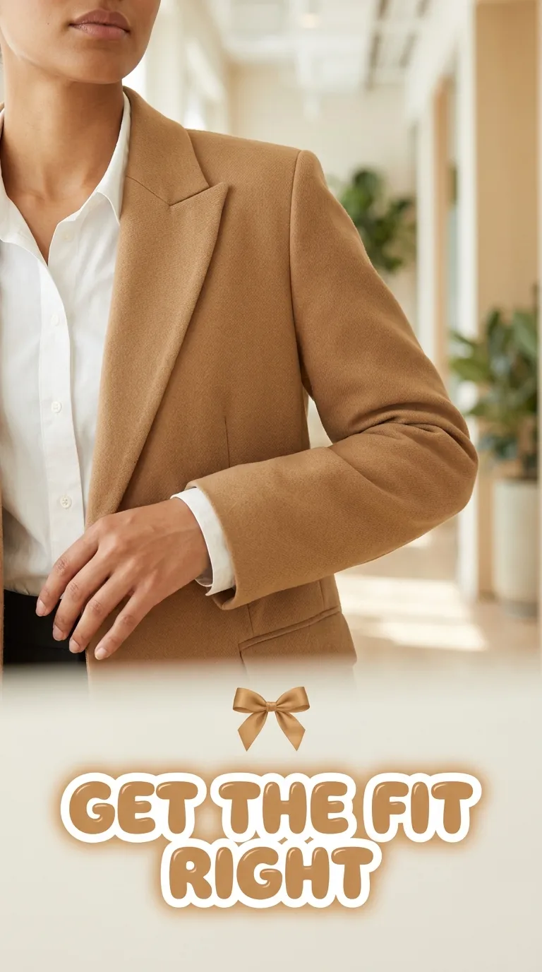 Close-up of a well-fitted blazer shoulder seam and sleeve on a woman's arm