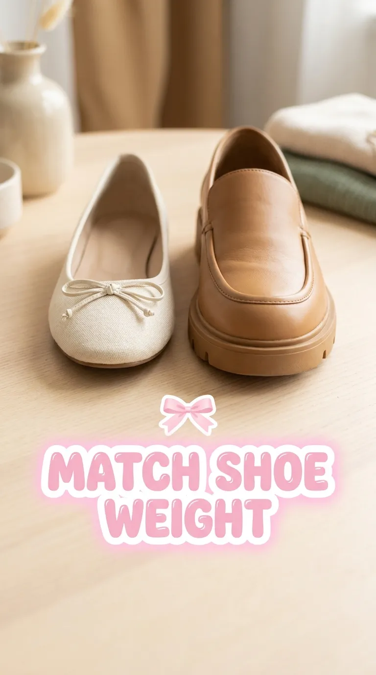 A slim ballet flat and a chunkier loafer lined up side by side for comparison